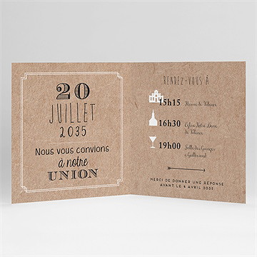 Faire-part mariage kraft en folie bracelet - Intérieur du faire-part