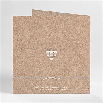 Faire-part mariage kraft en folie bracelet - Dos du faire-part