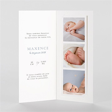 Faire-part naissance le voici ! photomaton - Intérieur du faire-part