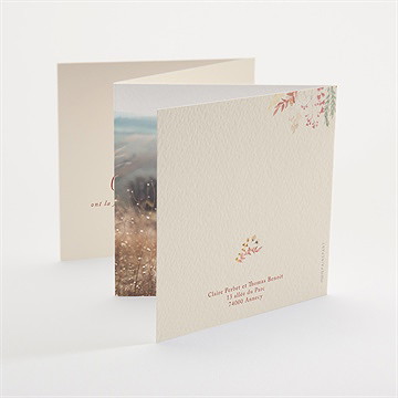 Faire-part mariage élégance champêtre accordéon - Dos du faire-part