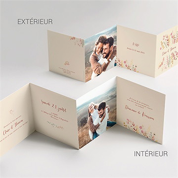 Faire-part mariage élégance champêtre accordéon - Vue détaillée