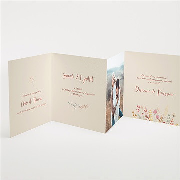 Faire-part mariage élégance champêtre accordéon - Intérieur du faire-part