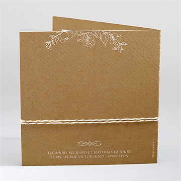 Faire-part mariage belle découverte ficelle - Dos du faire-part