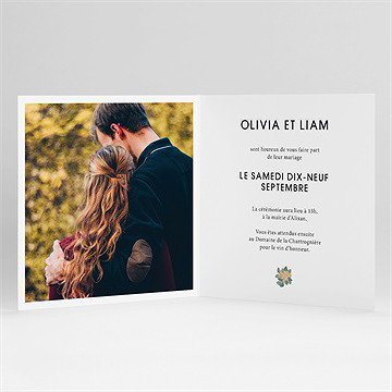 Faire-part mariage lovely bracelet carré plié - Intérieur du faire-part