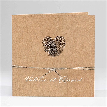 Faire-part mariage coeur croisé carré plié