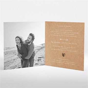 Faire-part mariage coeur croisé carré plié - Intérieur du faire-part