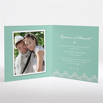 Faire-part mariage strass et paillettes plié - Intérieur du faire-part