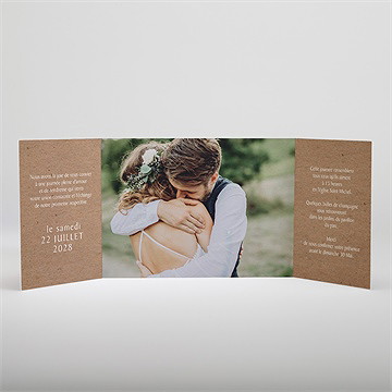 Faire-part mariage nature chic ficelle - Intérieur du faire-part