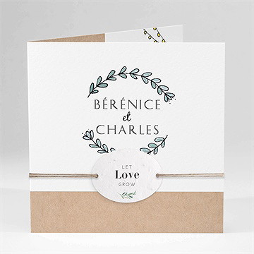 Faire-part mariage avec programme ficelle