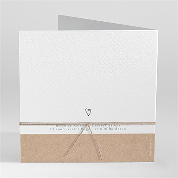 Faire-part mariage avec programme ficelle - Dos du faire-part