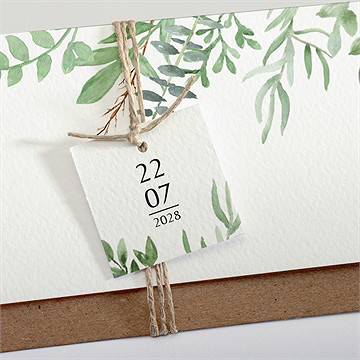Faire-part mariage nature chic pochette - Détail du faire-part