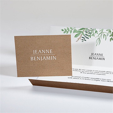 Faire-part mariage nature chic pochette - Intérieur du faire-part