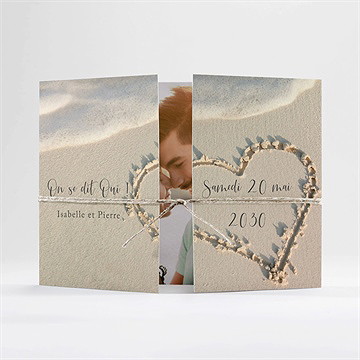 Faire-part mariage dans le sable deux volets