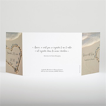 Faire-part mariage dans le sable deux volets - Dos du faire-part