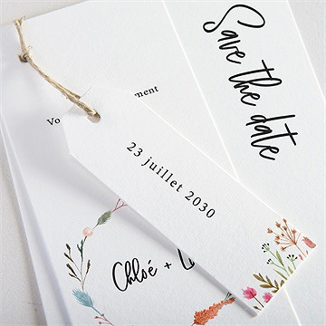 Faire-part mariage art champêtre superposition - Détail du faire-part