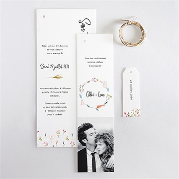 Faire-part mariage art champêtre superposition - Vue d'ensemble