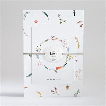 Faire-part mariage art champêtre ensemencé