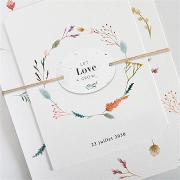 Faire-part mariage art champêtre ensemencé - Détail du faire-part