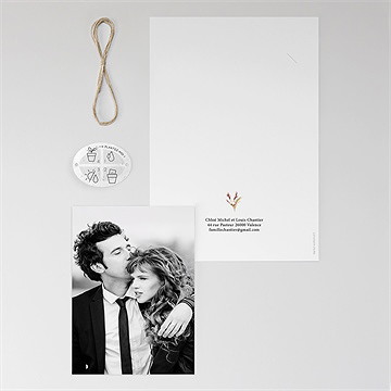 Faire-part mariage art champêtre ensemencé - Vue d'ensemble verso