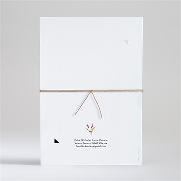 Faire-part mariage art champêtre ensemencé - Dos du faire-part