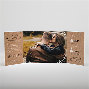 Faire-part mariage kraft vintage ficelle - Intérieur du faire-part