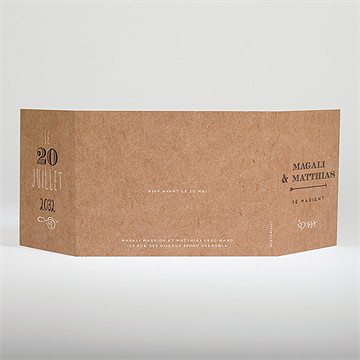 Faire-part mariage kraft vintage ficelle - Dos du faire-part