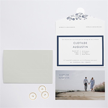 Faire-part mariage esperluette enveloppe - Intérieur et dos du faire-part