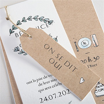 Faire-part mariage avec programme superposition - Détail du faire-part