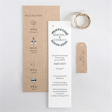 Faire-part mariage avec programme superposition - Vue d'ensemble