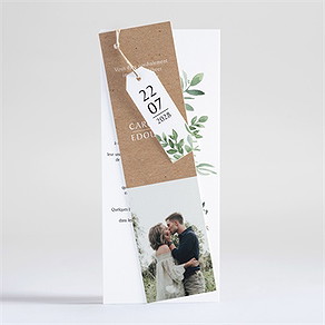 Faire-part mariage feuillage d'été superposition