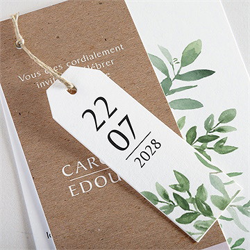 Faire-part mariage feuillage d'été superposition - Détail du faire-part