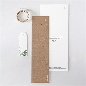 Faire-part mariage feuillage d'été superposition - Dos du faire-part