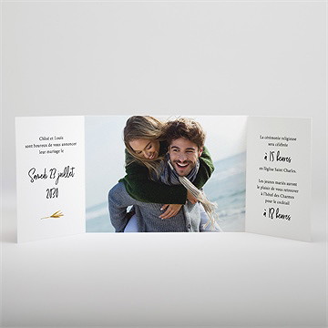 Faire-part mariage art champêtre ficelle - Intérieur du faire-part