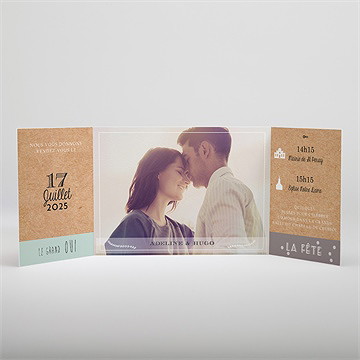 Faire-part mariage petite cocotte ficelle - Intérieur du faire-part