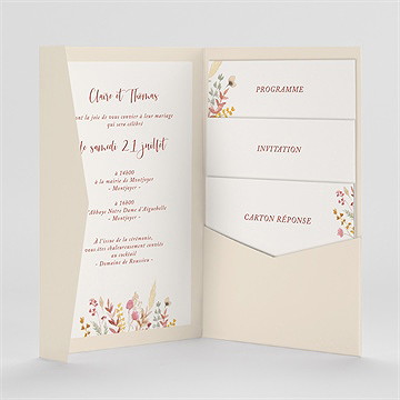 Faire-part mariage élégance champêtre pocketfold - Intérieur du faire-part