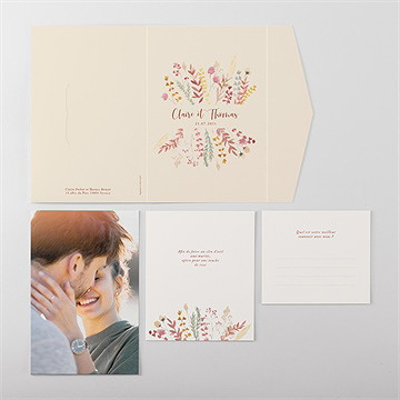 Faire-part mariage élégance champêtre pocketfold - Vue d'ensemble intérieur
