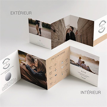 Faire-part mariage avec programme à gratter - Vue d'ensemble