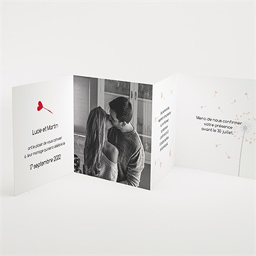 Faire-part mariage un oui en photo accordéon - Intérieur du faire-part