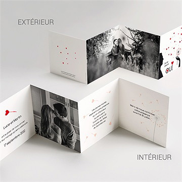 Faire-part mariage un oui en photo accordéon - Vue d'ensemble