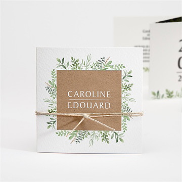 Faire-part mariage feuillage d'été accordéon