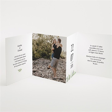 Faire-part mariage feuillage d'été accordéon - Intérieur du faire-part