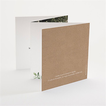 Faire-part mariage feuillage d'été accordéon - Dos du faire-part