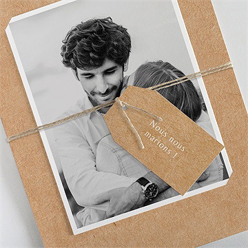 Faire-part mariage bohème écolo superposition - Détail du faire-part