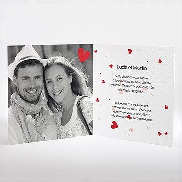 Faire-part mariage un oui en photo plié - Intérieur du faire-part