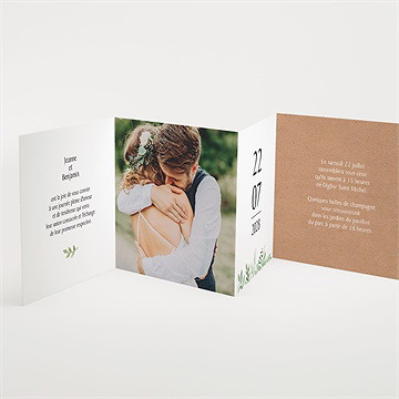 Faire-part mariage nature chic accordéon - Intérieur du faire-part