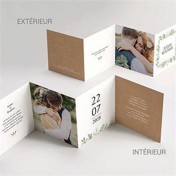 Faire-part mariage nature chic accordéon - Vue d'ensemble