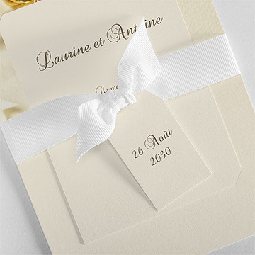 Faire-part mariage alliances superposition - Détail du faire-part