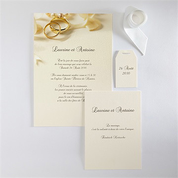 Faire-part mariage alliances superposition - Vue d'ensemble