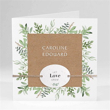 Faire-part mariage feuillage d'été ensemencé