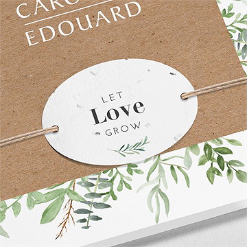 Faire-part mariage feuillage d'été ensemencé - Détail du faire-part